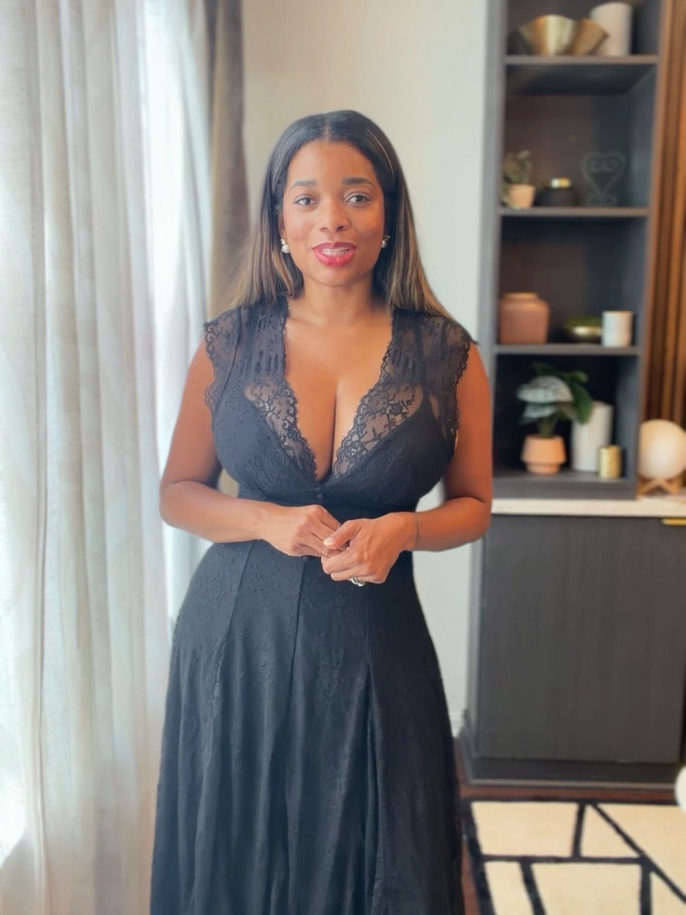 Black Lace V-Neck Sleep Dress